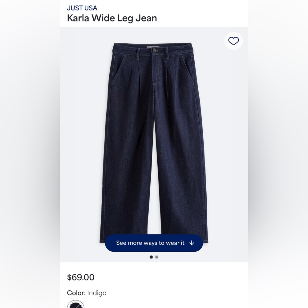 Just USA Indigo Wide Leg Jeans
